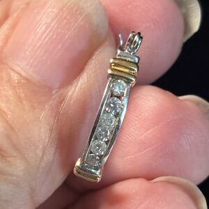 Single 14k White Gold and Diamond Hoop Earring